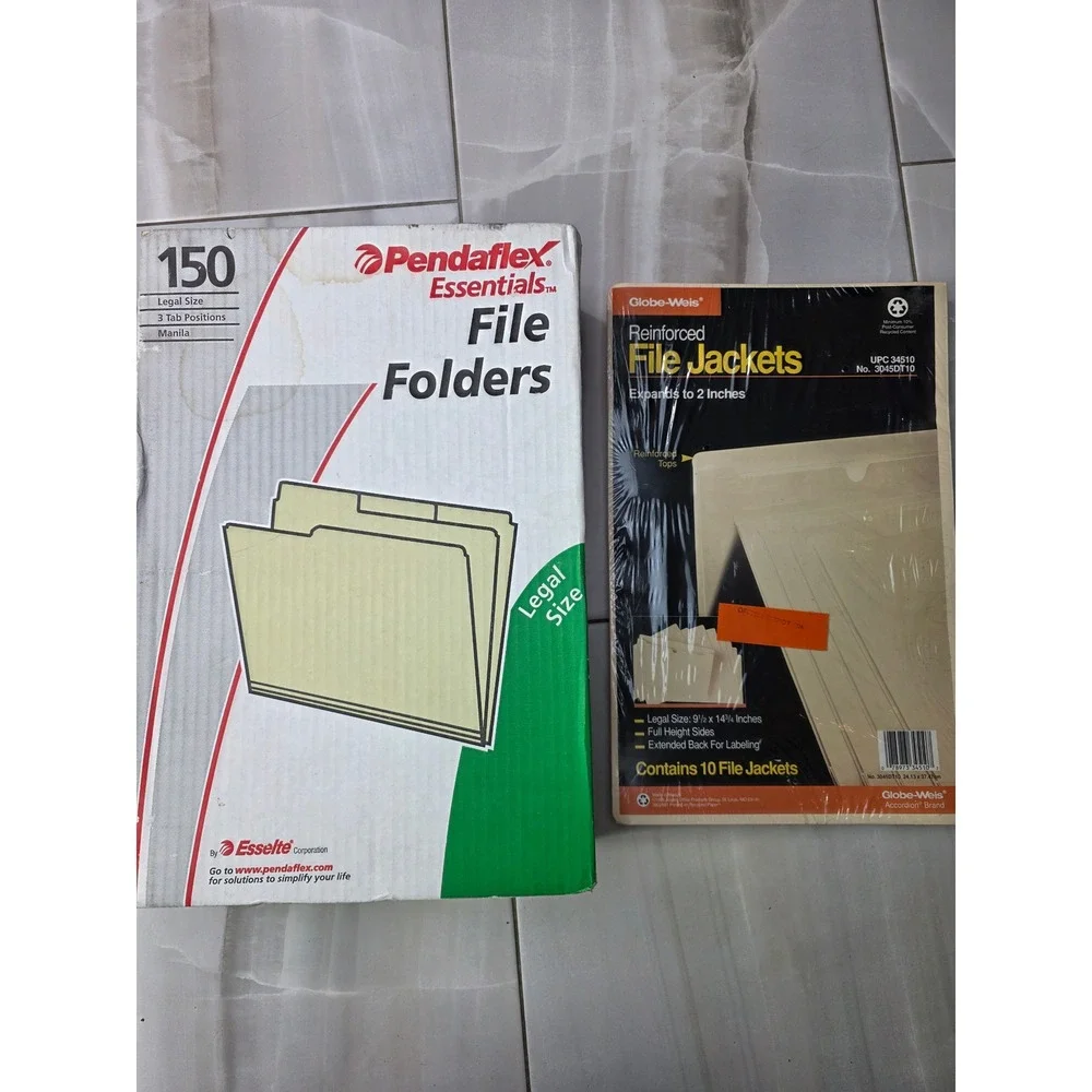 Pendaflex Essentials File Folders 150ct & Globe-Weis File Jackets 10ct Legal